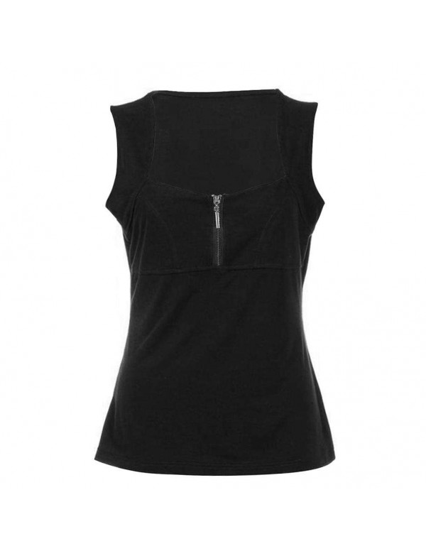 New Sexy Low-Cut Slim Fit T-shirt Sleeveless Tank Top(Black 2XL)