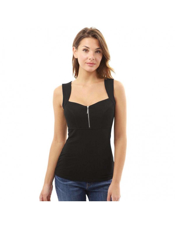 New Sexy Low-Cut Slim Fit T-shirt Sleeveless Tank Top(Black 2XL)