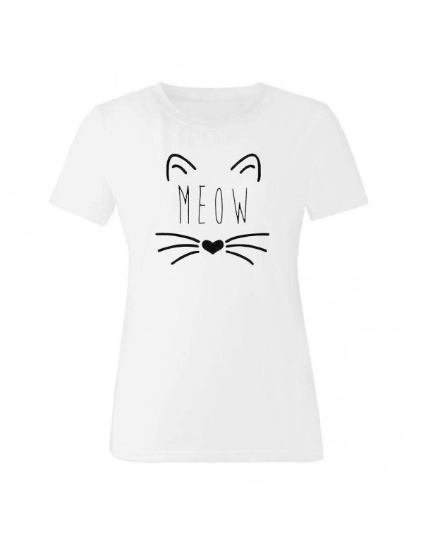 Casual Unisex Simple Cat Letter Print O Neck Short...