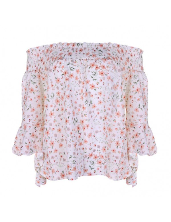 Sexy New Beach Off Shoulder Floral Print Blouse Ca...