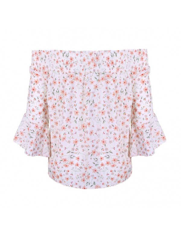 Sexy New Beach Off Shoulder Floral Print Blouse Casual Travel Tops