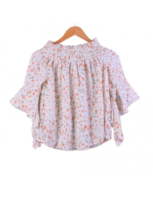 Sexy New Beach Off Shoulder Floral Print Blouse Casual Travel Tops