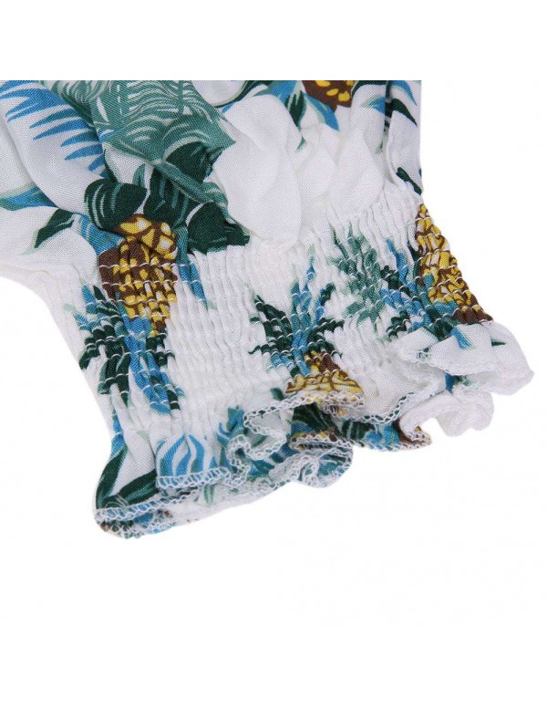 Hawaii Sexy Off Shoulder Pineapple Printed Beach Casual Tops/White