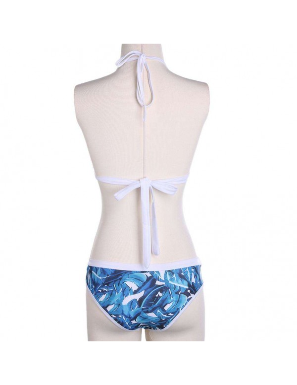 Sexy Halter Tie Padded Backless Printed Beach Swimsuit/S