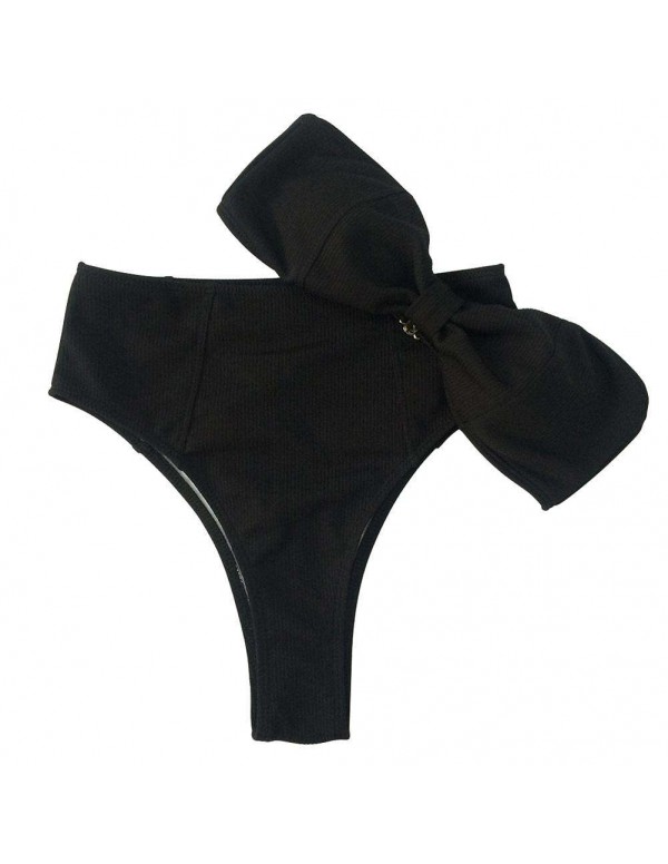 Bathing Suit Bandeau Top Beach Split Swimsuit(Blac...