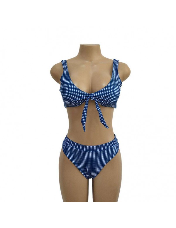 Polka Dot Sexy Knot Split Swimsuit Tank Tops Swimwear(S)