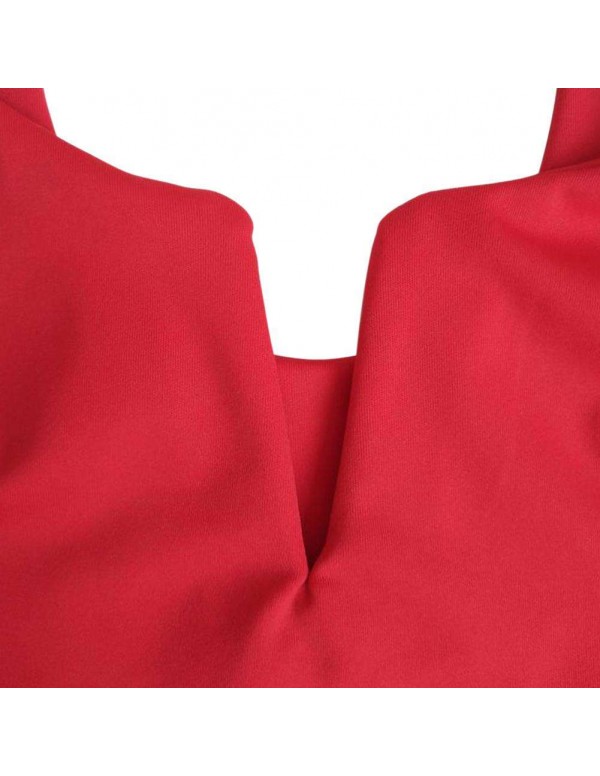 Sexy Deep V Neck Crop Tops Sleeveless New Zipper Tank Top(Red/S)