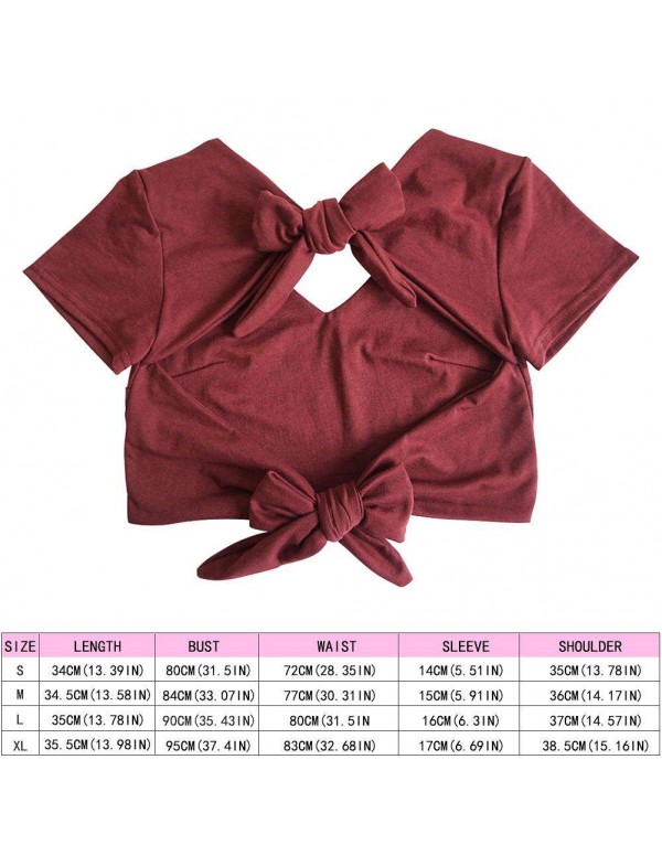 Sexy V Neck New Fit Bowknot Cotton Party Short Sleeve Crop Top/L