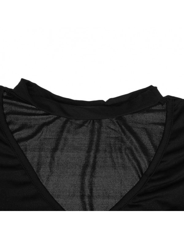 Irregular Sexy Solid New Halter Backless T-shirt Tops(Black M)