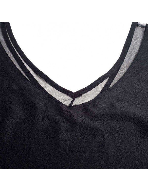 Fashion Chiffon Solid Color Camisole Sexy Backless Tank Tops(Black S)