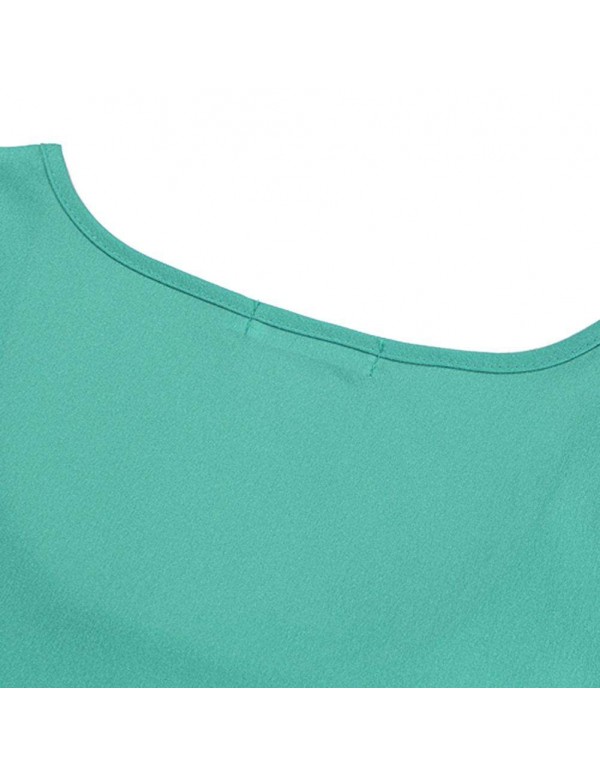 Casual Chiffon Vest Tank Tops Basic Sleeveless T-shirt(Fruit Green S)