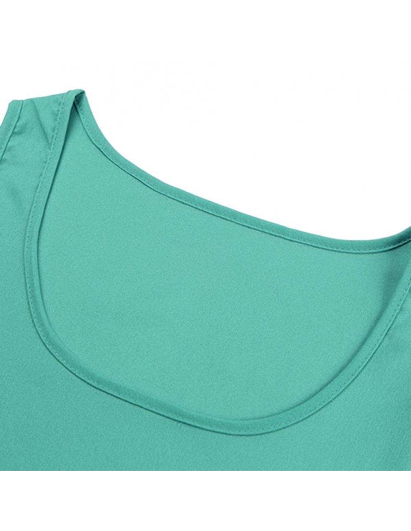 Casual Chiffon Vest Tank Tops Basic Sleeveless T-shirt(Fruit Green S)