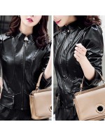 Autumn PU Faux Leather Jacket Gothic Zip...