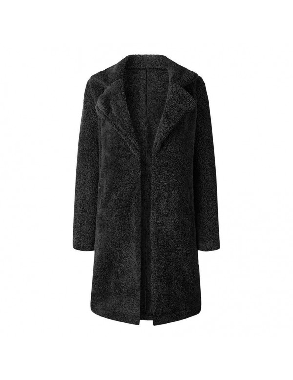 Open Front Cardigan Long Coat Stylish Turn Down Collar Jackets