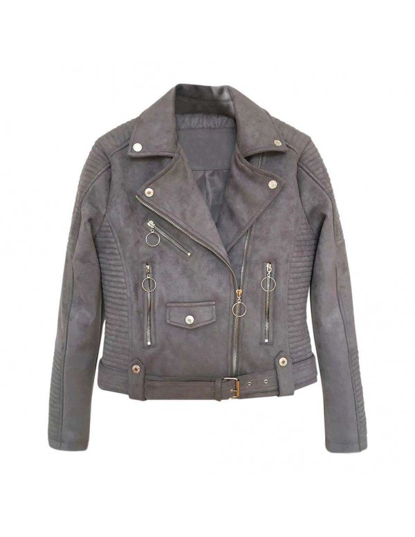 Classic Basic Motorcycle Jacket Faux Leather Stree...