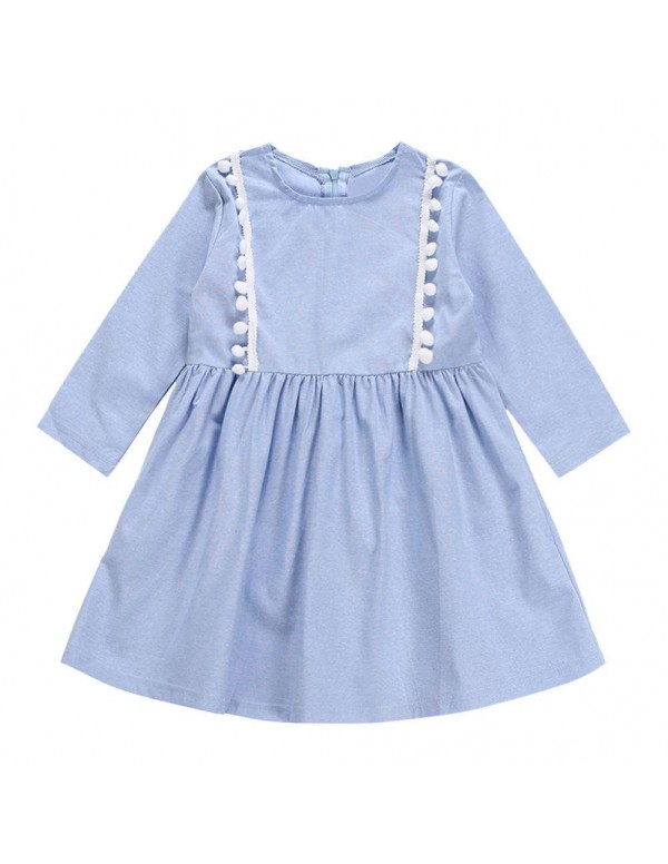 Child Girls Clothes Mini Ball Long Sleeve Dress Ro...