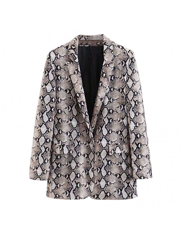 Blazers Long Sleeve Snake Skin Print Korean Outerw...