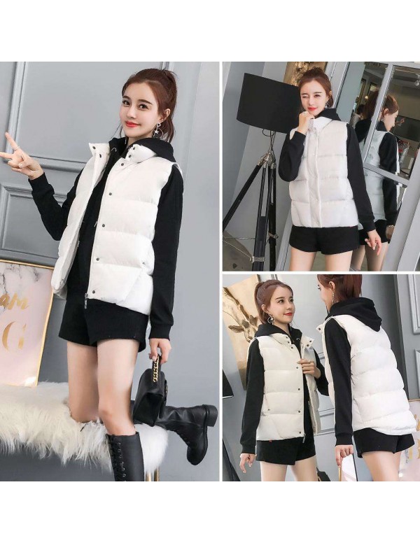 Vest Soft Warm Waistcoat Down Cotton Casual Pockets Outerwear