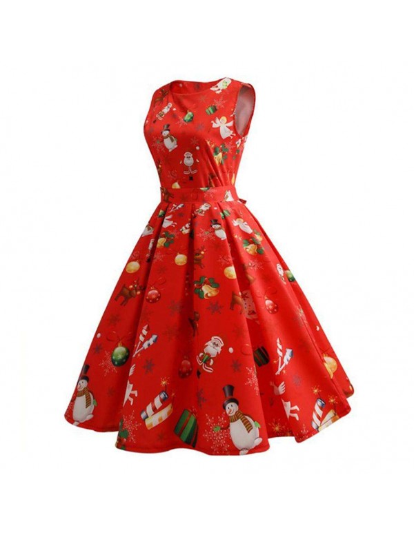 Costume Floral Print Sleeveless Princess Dress Girl Christmas Clothes