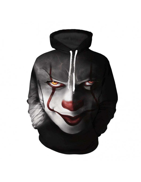 Men Pullover Hoodies Teenagers 3D Clown Digital Print Casual Baseball Tops