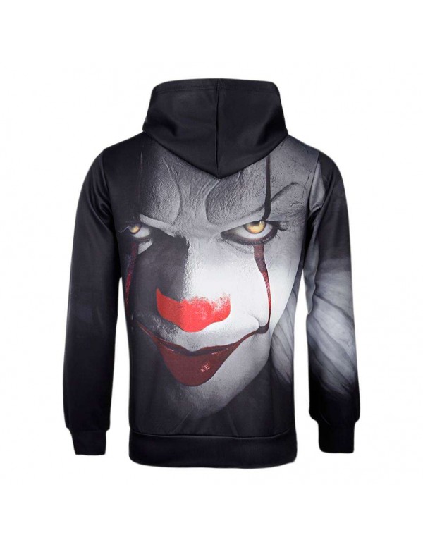 Men Pullover Hoodies Teenagers 3D Clown Digital Print Casual Baseball Tops