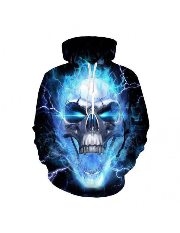 Fashion Halloween Skull 3D Digital Print Men Hoodies Baseball Daily Wear