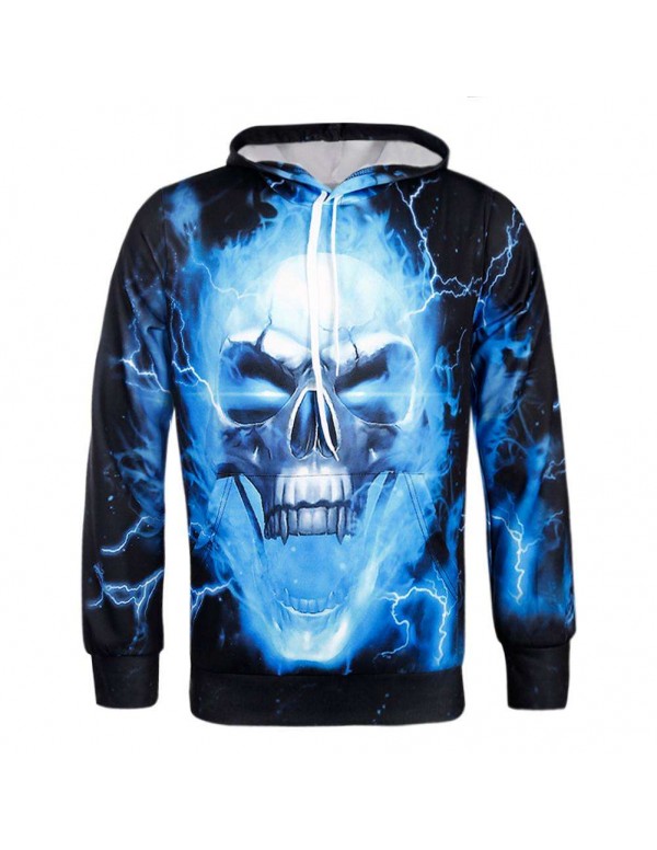 Fashion Halloween Skull 3D Digital Print Men Hoodies Baseball Daily Wear