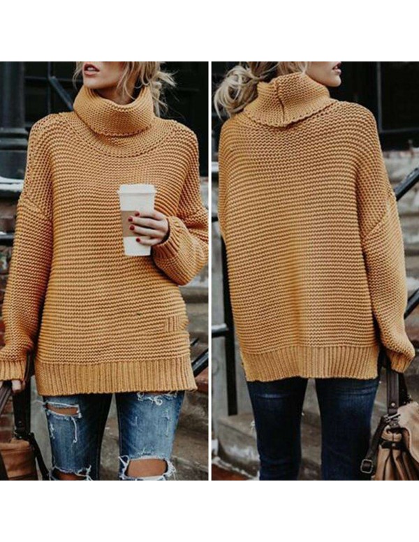 Pullovers Turtleneck Sweater Knitted Warm Casual Tops Coat