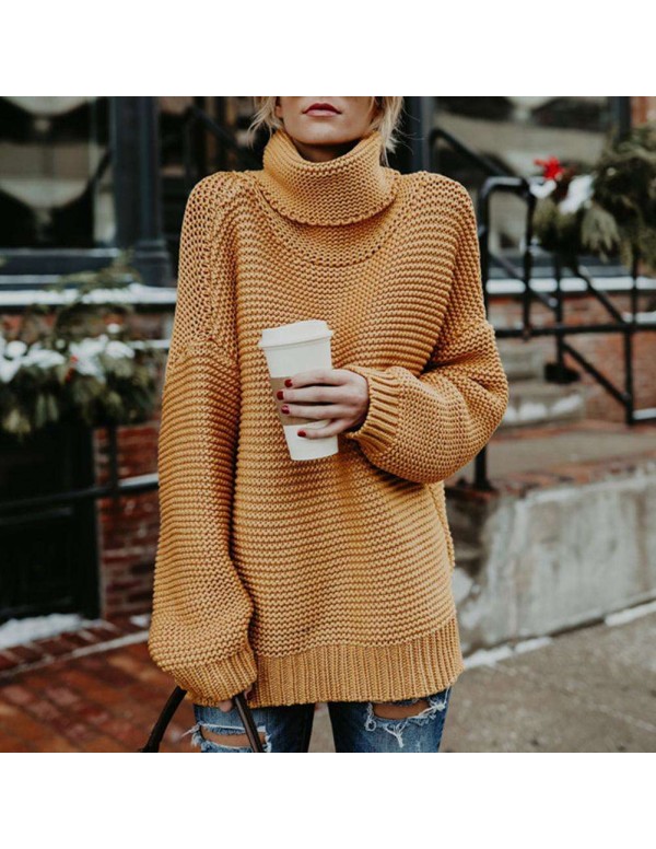 Pullovers Turtleneck Sweater Knitted Warm Casual Tops Coat