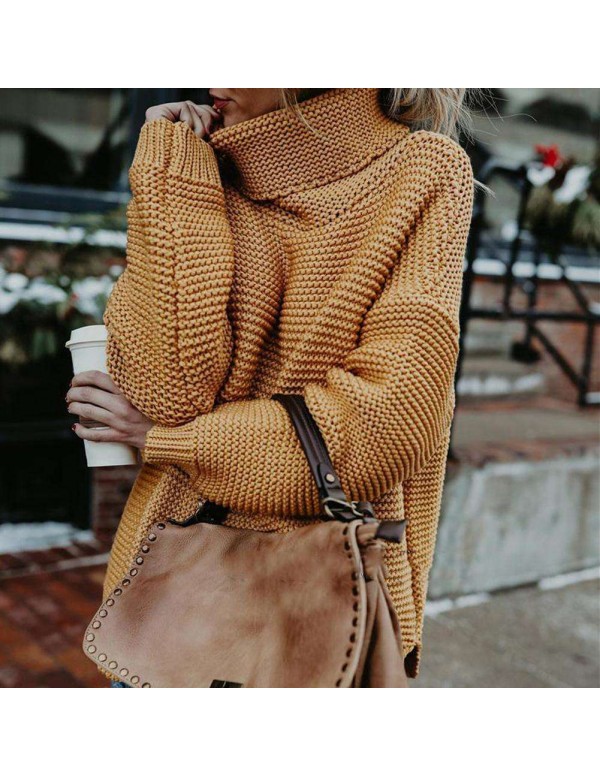 Pullovers Turtleneck Sweater Knitted Warm Casual Tops Coat