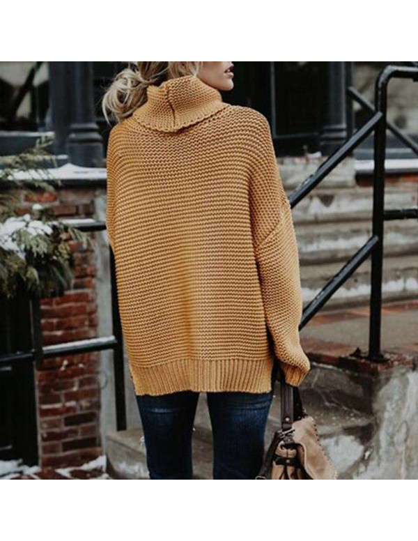 Pullovers Turtleneck Sweater Knitted Warm Casual Tops Coat