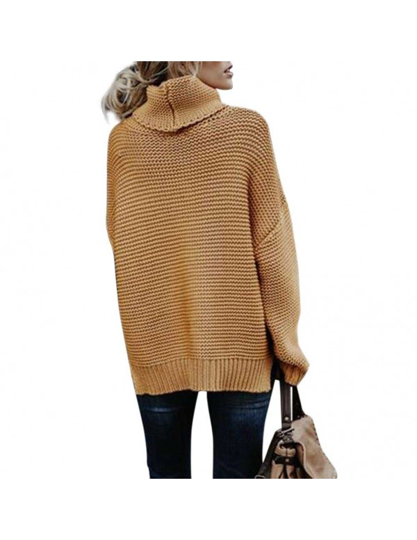 Pullovers Turtleneck Sweater Knitted Warm Casual Tops Coat