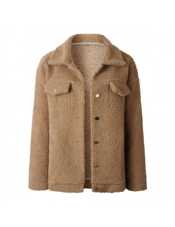 Buttons Jackets Fashion Coats Turn Down Collar Loo...