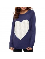 Autumn Sweaters Knitted Heart Pattern Pr...