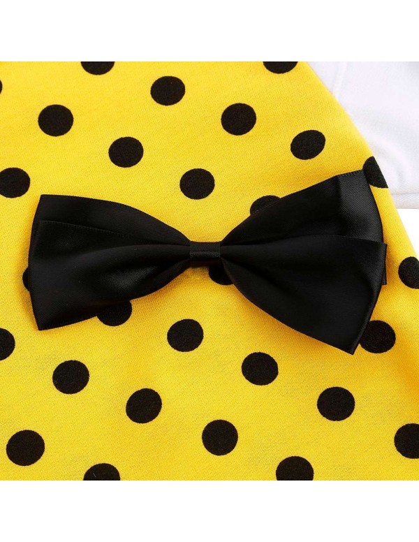 Girls Long Sleeve Polka Dot Dress Princess Cute Bowknot Children Clothes