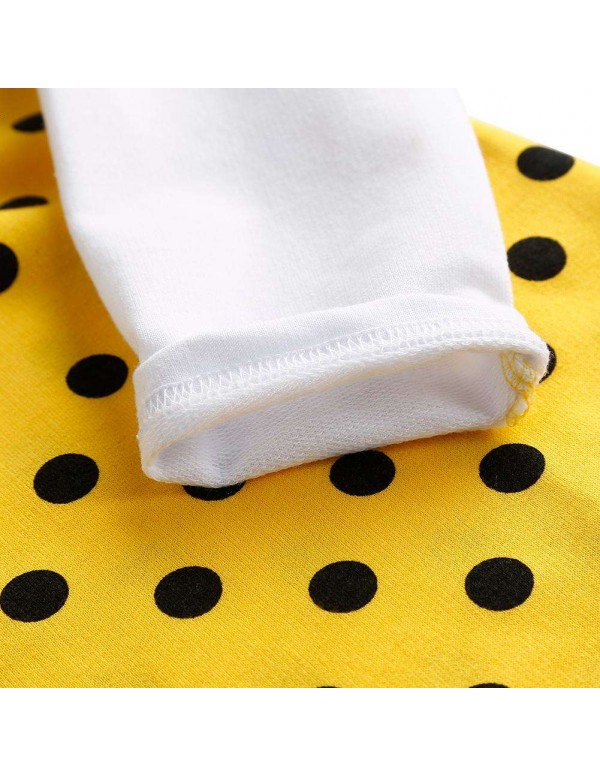 Girls Long Sleeve Polka Dot Dress Princess Cute Bowknot Children Clothes