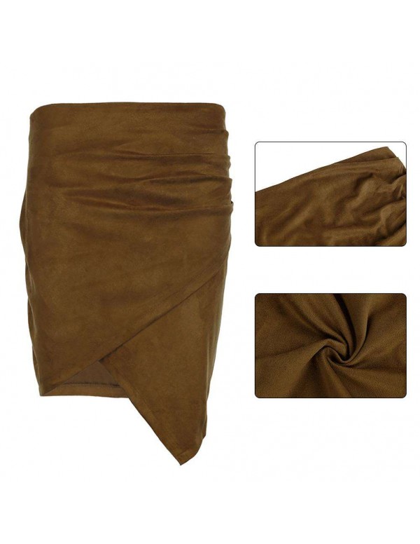 Sexy PU Leather Hip-wrapped Skirt High Waist Asymmetrical Mini Skirts