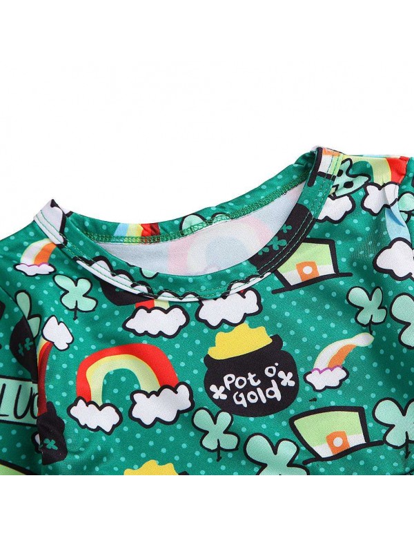 Child Cartoon Rainbow Cute Dress Spring Flare Sleeve Cotton Girls Clothing