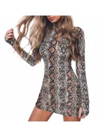 Sexy Snake Skin Print Hip-wrapped Dress ...