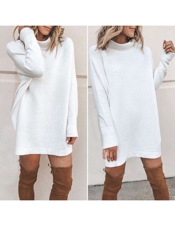 Autumn Knitted Sweater Dress Stand Collar Sexy Long Sleeve Clothing