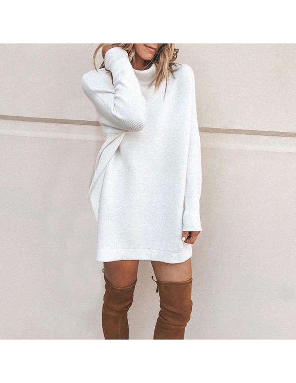 Autumn Knitted Sweater Dress Stand Collar Sexy Long Sleeve Clothing