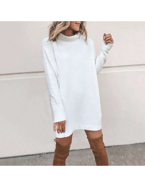 Autumn Knitted Sweater Dress Stand Collar Sexy Long Sleeve Clothing