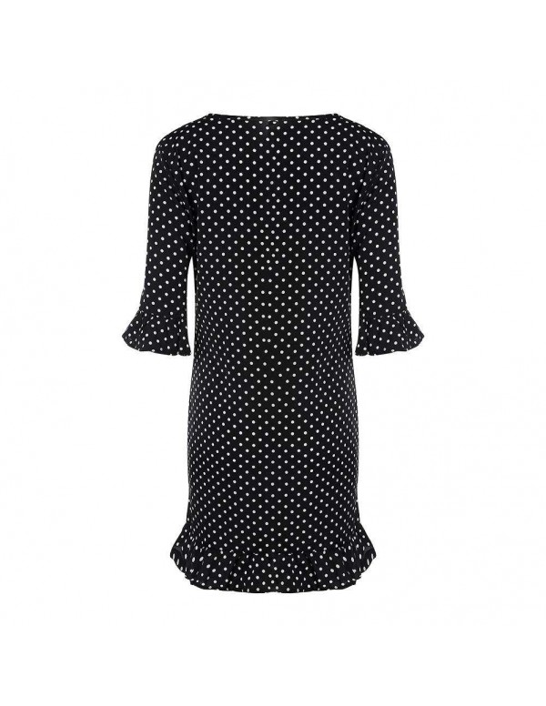 Elegant Bell Sleeve Fashion Polka Dot Print Mini Dress Party Clothing