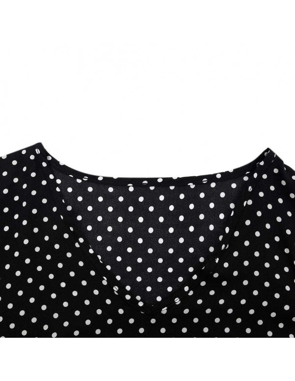 Elegant Bell Sleeve Fashion Polka Dot Print Mini Dress Party Clothing