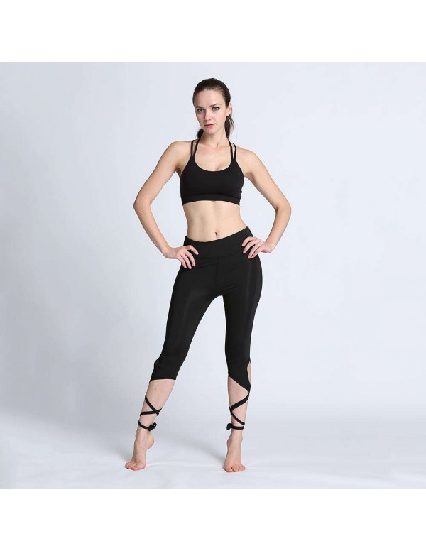 Yoga Pants Ballet Bandage Fitness Running Tights Leggings (Black S