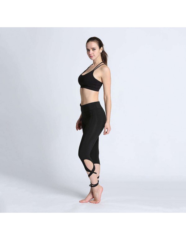 Yoga Pants Ballet Bandage Fitness Running Tights Leggings (Black S