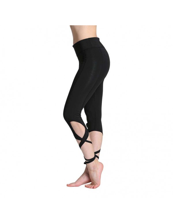 Yoga Pants Ballet Bandage Fitness Running Tights Leggings (Black S