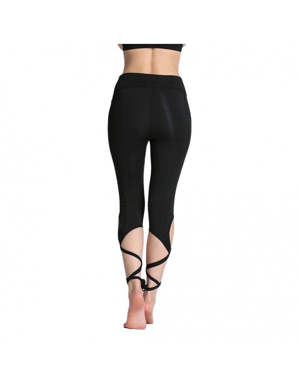 Yoga Pants Ballet Bandage Fitness Running Tights Leggings (Black S