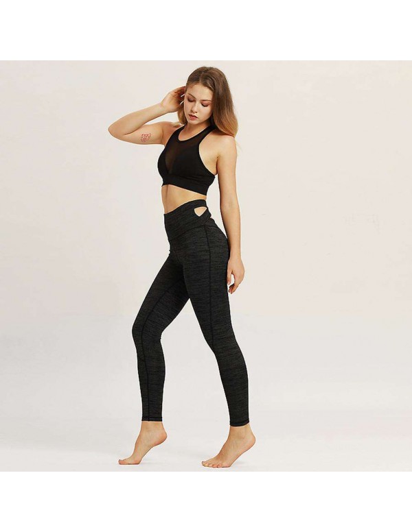 Sexy Sports Yoga Pants High Waist Trousers Stretch Leggings (Black S)