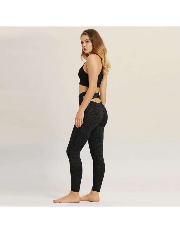 Sexy Sports Yoga Pants High Waist Trousers Stretch Leggings (Black S)